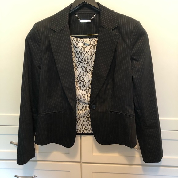 Two Piece Pin Striped Suit Jacket & Skirt - Picture 3 of 7